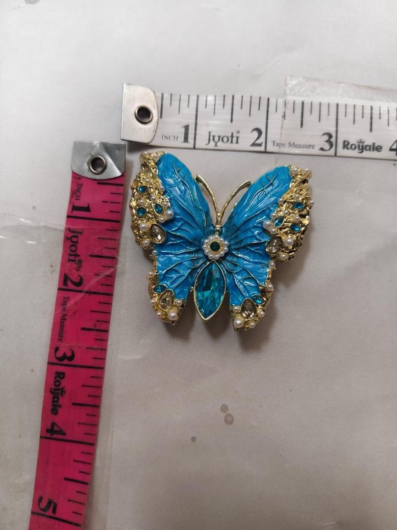 butterfly improted  premium brooch blue color and stone work
