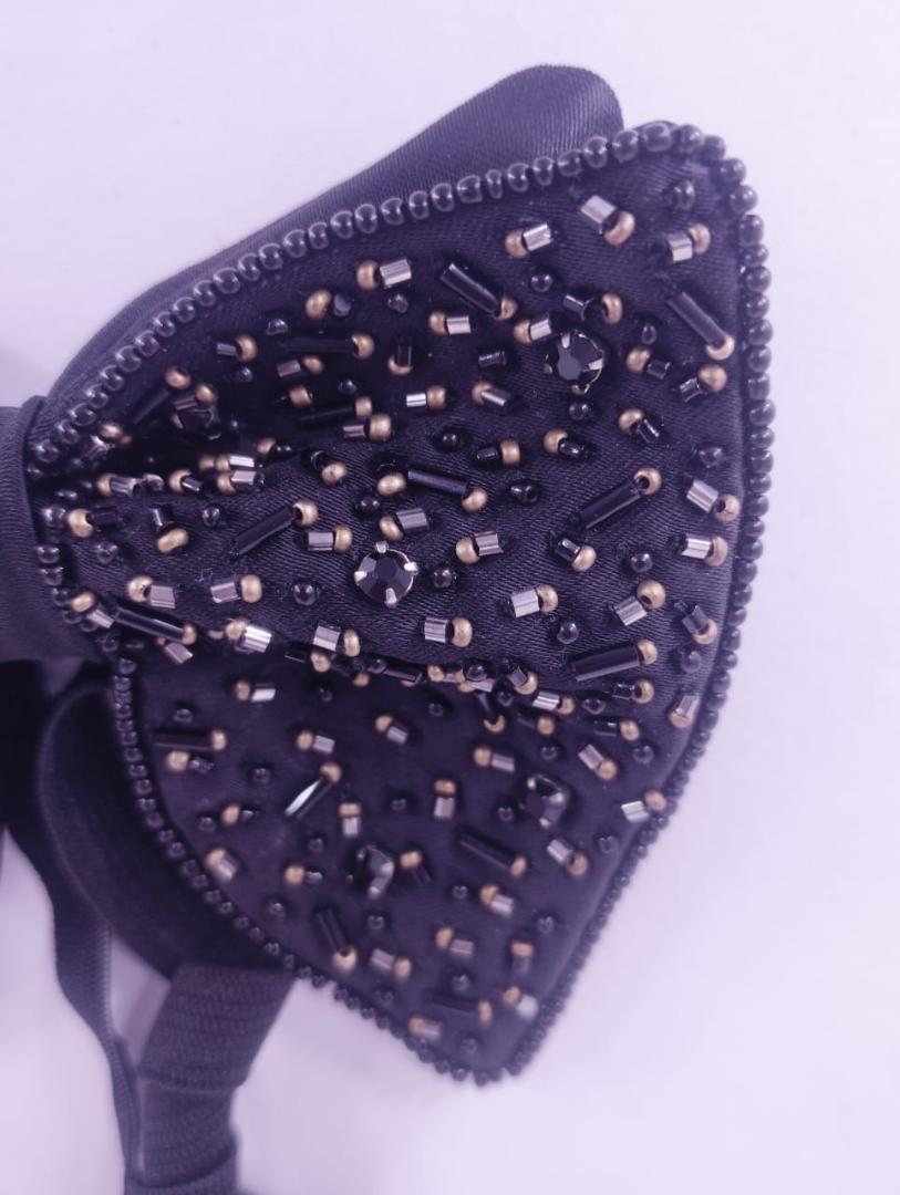 hand work bow tie black bass 001