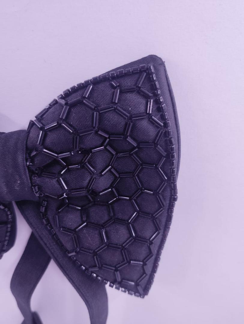 hand work bow tie black bass 002