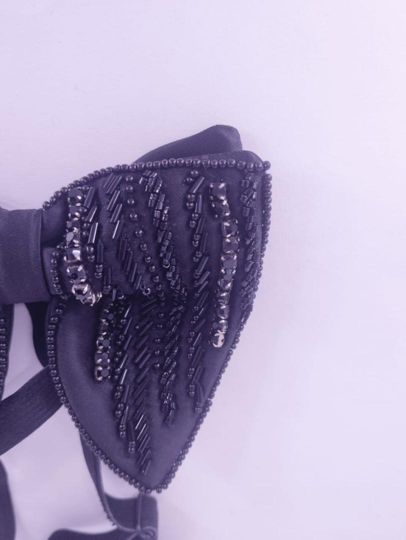 hand work bow tie black bass 003