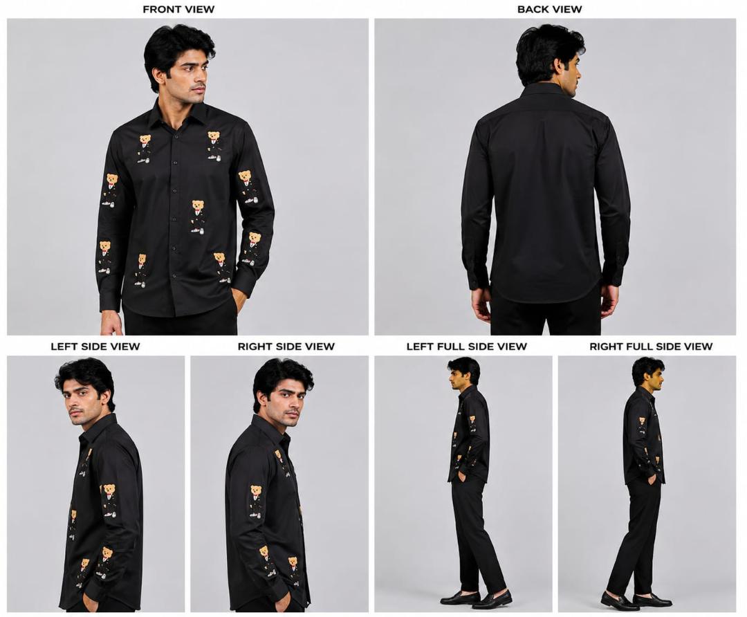 Mens designer shirt Bear embroiery  shirt