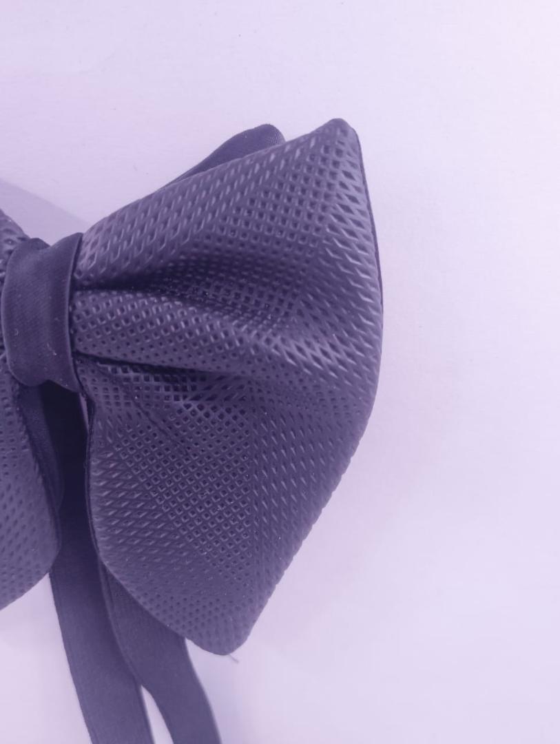 leather bow tie black  butterfiy 004