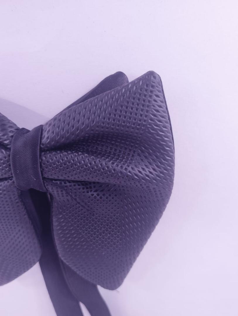 leather bow tie black  butterfiy 004