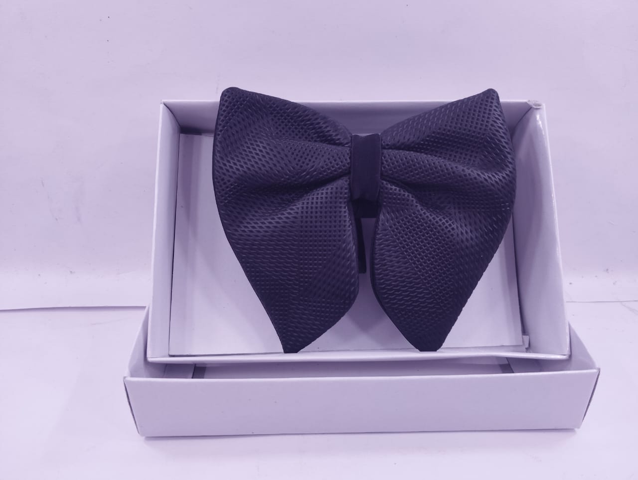 leather bow tie black  butterfiy 004